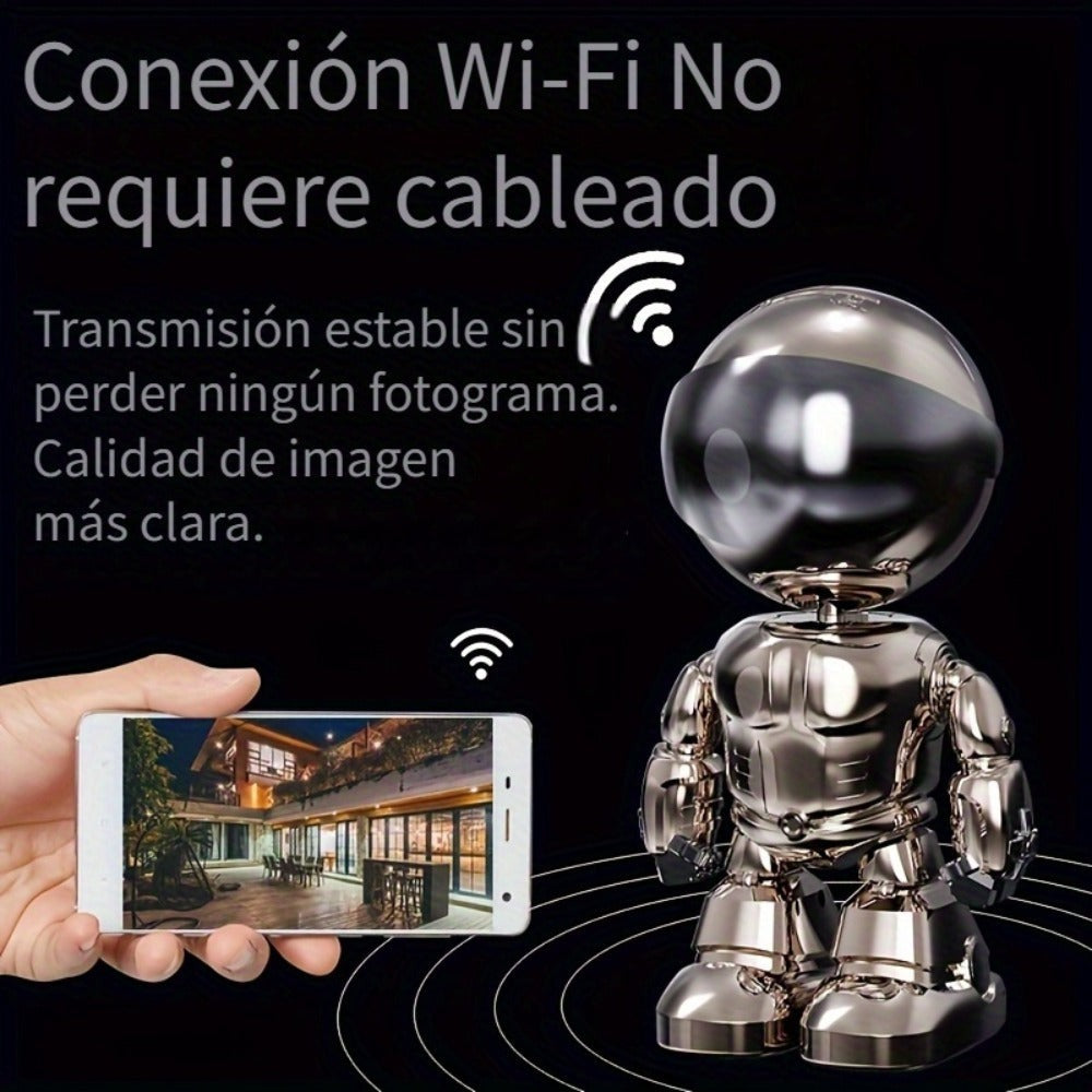 Cámara de Robot para Smartphone HD de 3MP, Cámaras Interiores con Audio y Video, Cámaras de Seguridad Inalámbricas para Interiores y Exteriores, Cámara para Mascotas para Gato Perro, Cámara de Vigilancia de 360 Grados con Visión Nocturna para Dormitorio,
