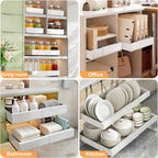 Juego de 2 organizadores extraíbles para gabinetes - estante deslizante expandible y resistente, ideal para armarios de cocina o repisas extensibles, perfecto para la despensa, ancho ajustable 31cm-52cm (/blanco)