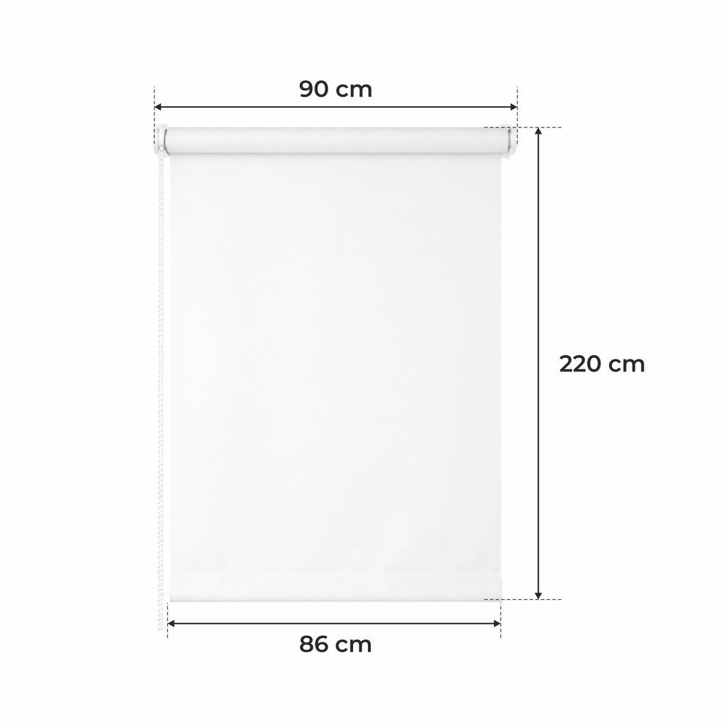 Persiana Enrollable para Ventana • BLANCA • 32 Tamaños • BOJANEK MINI ROLLER BLIND • Soportes Ajustables • Instalación sin Taladro en la Ventana • Persiana Enrollable con Mecanismo de Cadena • Cubierta de Ventana Protectora contra el Sol • Ideal para Saló