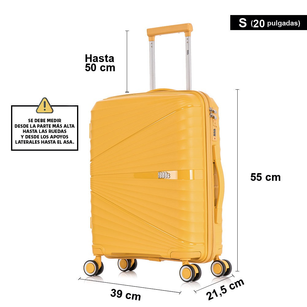 Maleta de cabina de 55x39x21.5cm (46L) de polipropileno - Candado incrustado - 20 pulgadas - RK06 Choco Azul Marino