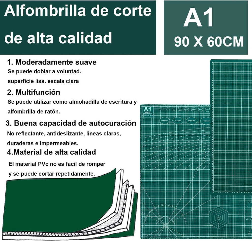 Tabla de corte doble cara / base para patchwork, manualidades, bricolaje, costura, alfombrilla de corte autorregenerable / base de corte Autocicatricante A1/A2/A3