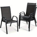 4pcs/6pcs Silla de Comedor, Silla de Balcón Apilable con Respaldo Alto, Tela Textilene, Estructura de Acero, Adecuada para Jardín, Patio, Balcón, Restaurante, Capacidad de Carga 150kg