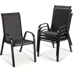 4pcs/6pcs Silla de Comedor, Silla de Balcón Apilable con Respaldo Alto, Tela Textilene, Estructura de Acero, Adecuada para Jardín, Patio, Balcón, Restaurante, Capacidad de Carga 150kg