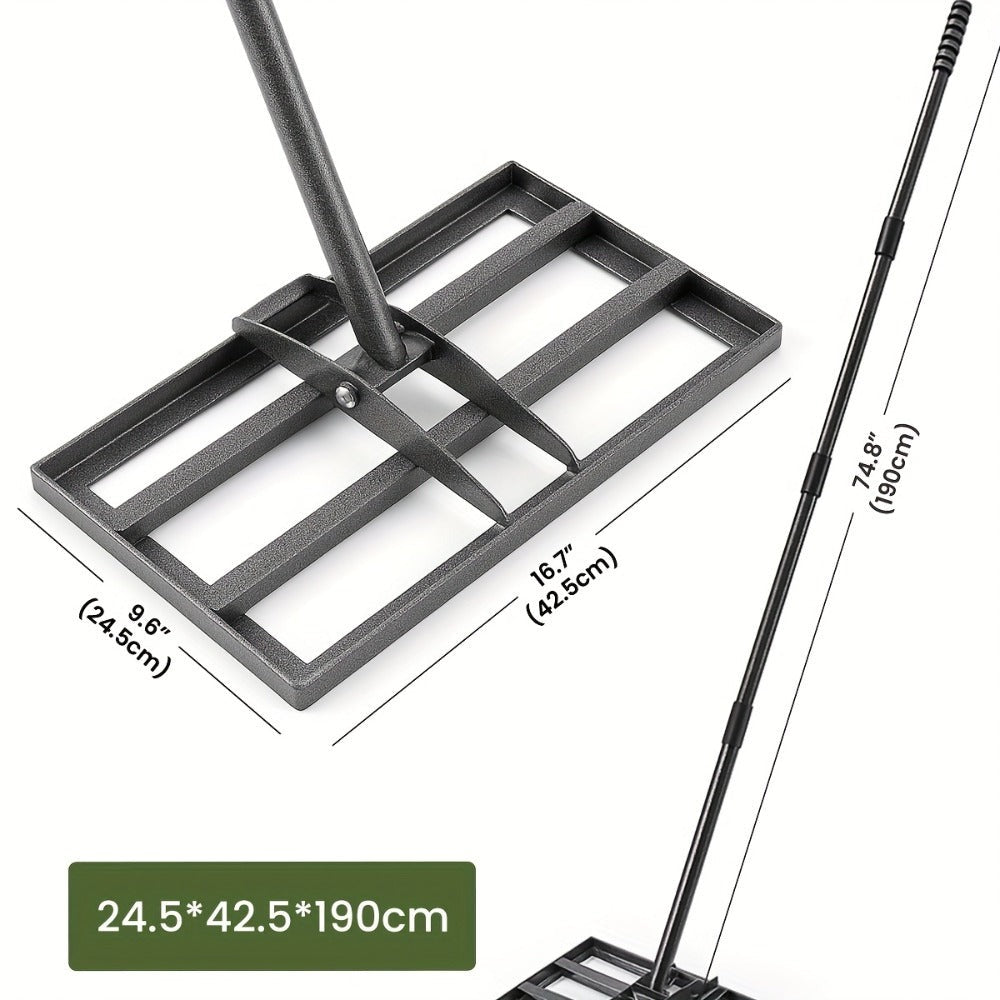 Rastrillo Nivelador de Césped Manual 76 X 25 Cm, Espátula para Césped de Jardín, Herramienta de Rastrillo de Arena Sin Esfuerzo con Mango de 229 Cm, Rastrillo para Jardín, Campo de Golf (Verde: 25*74.5*190cm; Plata: 35*75*190cm; Plata: 24.5*42.5*191cm Neg