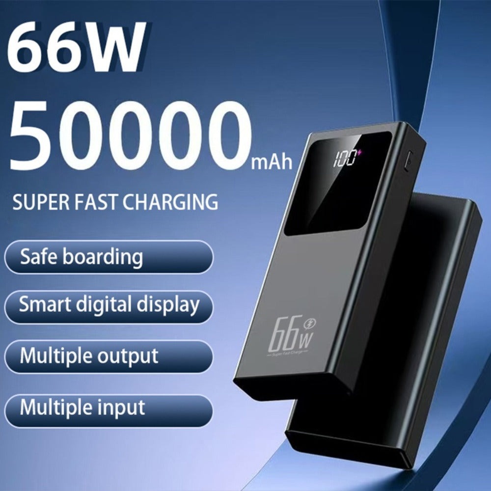 Batería Externa de 50000mAh, Carga Súper Rápida, Batería de Respaldo de Energía de Emergencia para Exteriores, Luz para Camping al Aire Libre, Batería Externa de Gran Capacidad, Soporta la Carga de Múltiples Dispositivos Simultáneamente, Adecuada para Tel
