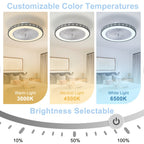 Ventilador de techo moderno de 48.26 cm con luz, 6 velocidades, reversible, de perfil bajo, ventilador de techo empotrado con luz LED regulable 3CCT, ventilador de techo con temporizador y control remoto para sala de estar, cocina, dormitorio y oficina
