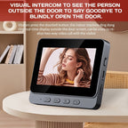 1pc Timbre Inalámbrico con Cámara Sin WiFi, Video Intercomunicador Inalámbrico con Pantalla IPS de 10.92cm, Lente Gran Angular, Audio Bidireccional, Visión Nocturna, Para Seguridad en el Hogar