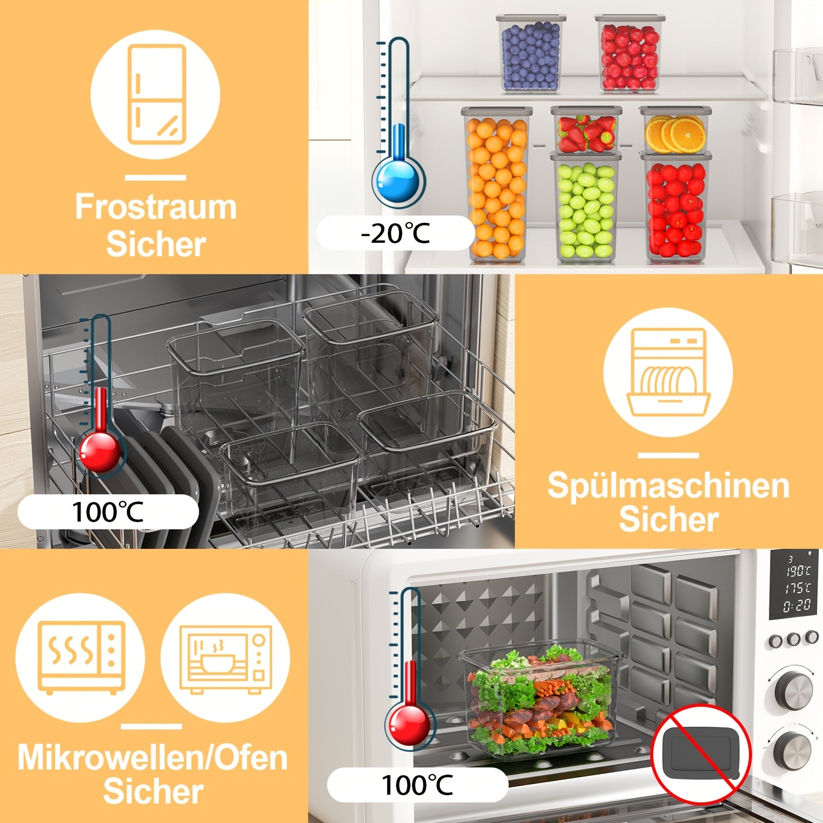 Juego de 52 contenedores de plástico sellados aptos para alimentos - 26 recipientes + 26 tapas | Especial para cereales/harina/granos de café/hojuelas de maíz - Artefacto de almacenamiento de cocina, con tapas