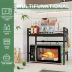 Estante de microondas ajustable y expandible - Estante de encimera de acero al carbono resistente para almacenamiento de cocina, utensilios y organizador de vajilla, ancho ajustable de 40-64 cm, altura ajustable de 32-2 cm - Diseño que ahorra espacio para