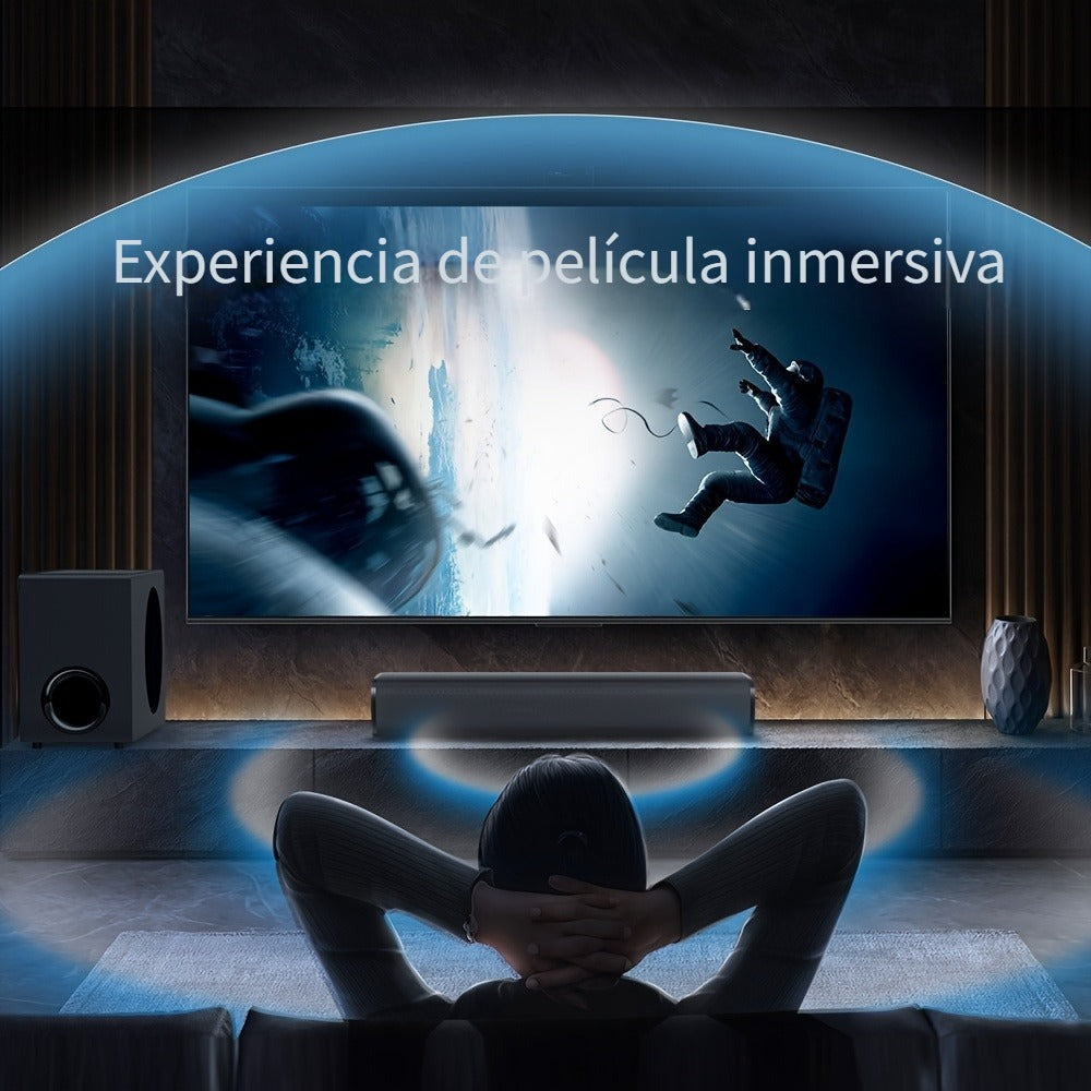 Barra de sonido con subwoofer, barra de sonido para Smart TV, minibarras de sonido con conexión ARC/óptica/AUX/inalámbrica, sistema de sonido envolvente para TV/PC/juegos/proyectores con control remoto por infrarrojos