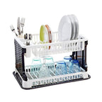 Escurridor de platos plegable de gran capacidad con bandeja de goteo, secador de platos