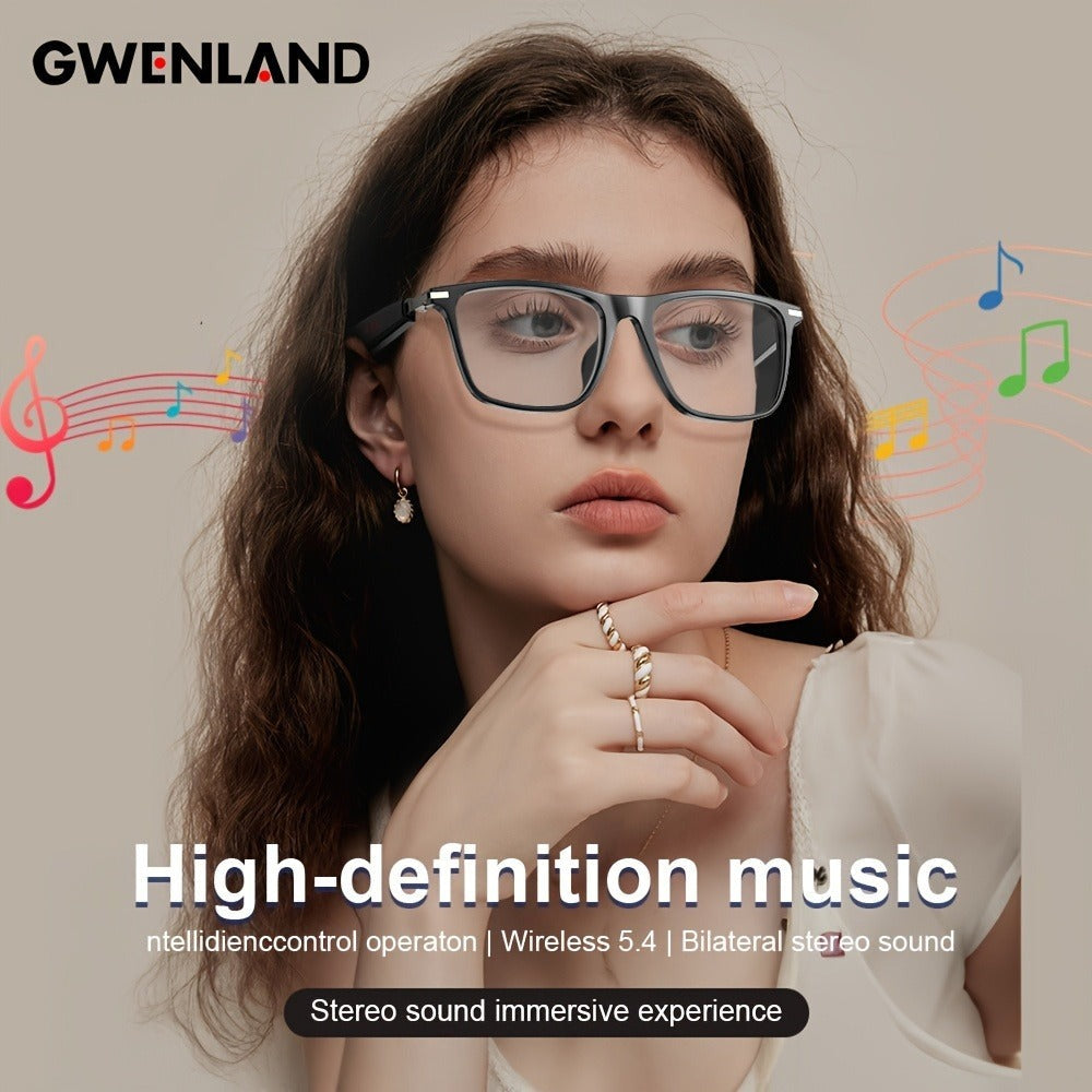 Gafas de audio inteligentes multifuncionales con tecnología de onda sonora incorporada, altavoz lineal, compatibles con llamadas inalámbricas, contestar llamadas, rechazar llamadas, escuchar música con gafas, control de fotos, batería grande de 85mAh*2, b