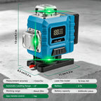 1 Juego de Nivel Láser de 16 Líneas con Nivelación Automática, Herramienta de Nivel Láser de Línea Cruzada Verde 4D de 4x360°, Trípode como Accesorio Opcional, Para Construcción y Colgar Cuadros