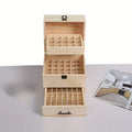 Caixa de Almacenamiento de Aceites Esenciales de Madera de 3 Capas, Caja con 59 Compartimentos para Aceites Esenciales, Contenedor de Madera para Esmalte de Uñas y Aceites Aromáticos, Caja con 59 Agujeros que Sostiene Botellas de 15 ml y 10 ml