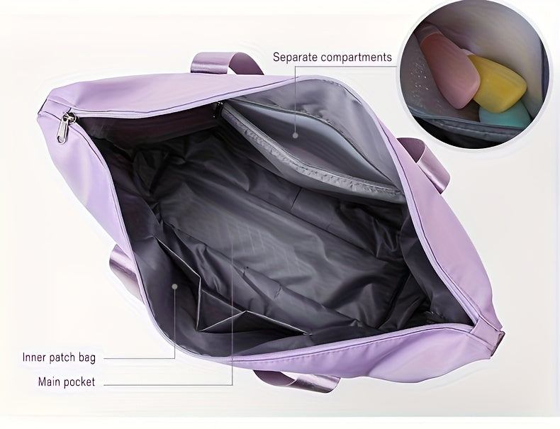 Bolso de mano de gran capacidad, equipaje de fin de semana ligero de nailon, bolsa de viaje portátil para gimnasio y almacenamiento