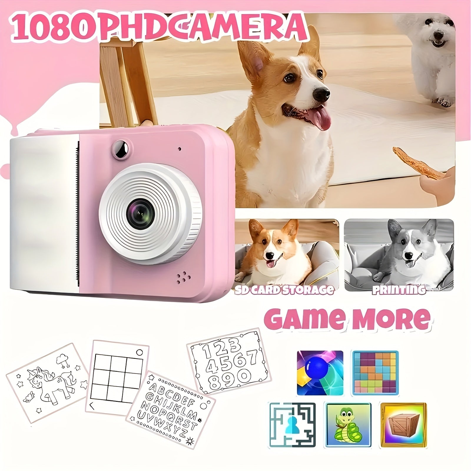 Cámara instantánea con rollos de papel para fotos, creatividad y regalo