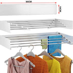 Mikomika Tendedero Plegable Montar en Paredes - Retrctil - Tendedero Plegable de 80cm para Interiores o Exteriores -y Compacto Que Ahorra de Espacio, Capacidad para 30Kilos, Cuenta con 6 barras de 80cm aluminio de alta resistencia (T001 1999)