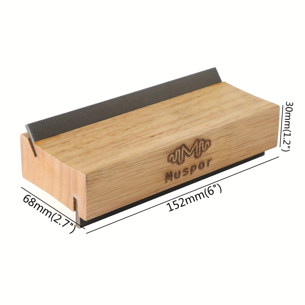Lima de Acabado para Trastes Muspor en Madera Oliva 35/90 Grados Herramienta Luthier Limas Guitarra Bajo Afilado y Desbarbado Brotes del Freting Biselación