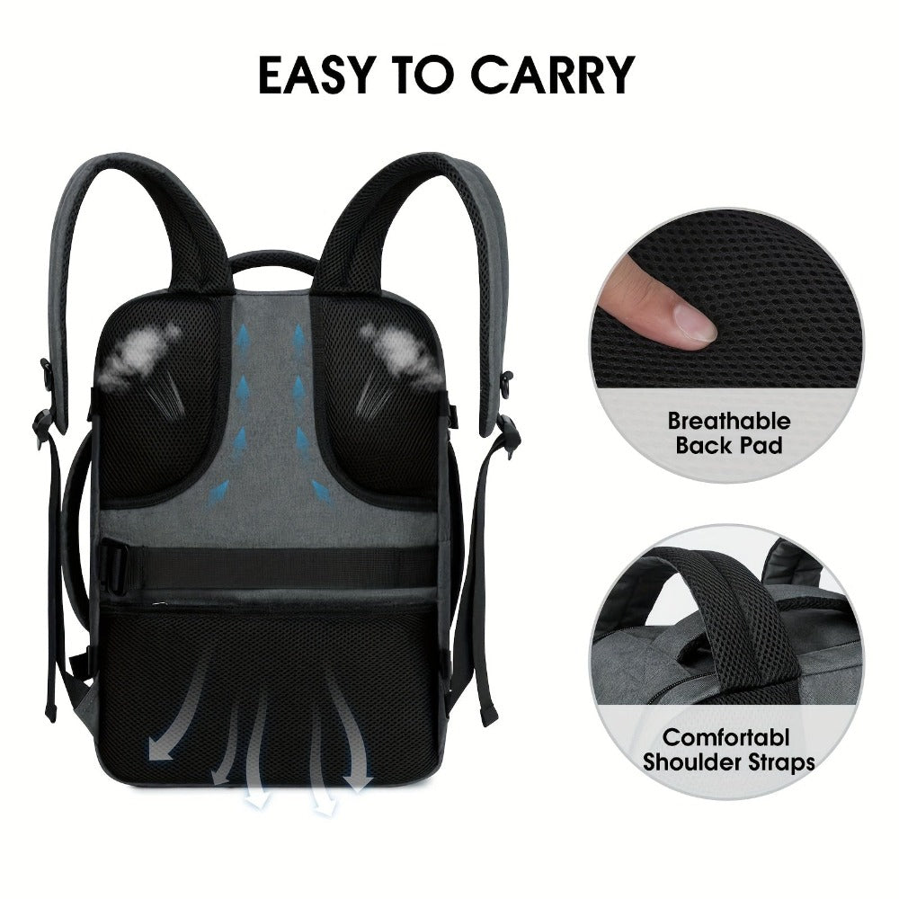 Mochila de Cabina Ligera Aprobada por Aerolíneas 45.72x35.56x20.32 cm - Funda para Portátil TSA-Friendly de 43.18 cm, Bolsillo Húmedo y Panel Trasero de Malla, Mochila de Viaje Plegable Unisex para Negocios, Gimnasio, Viaje con Funda para Carrito y Cremal
