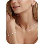 Juego de Joyería para Mujer: Aretes de Botón en Plata 925, Pulsera Dorada, Collar Ajustable con Cadena de Eslabones y Zirconia Cúbica Sintética, Elegante Conjunto de Boda y Novia