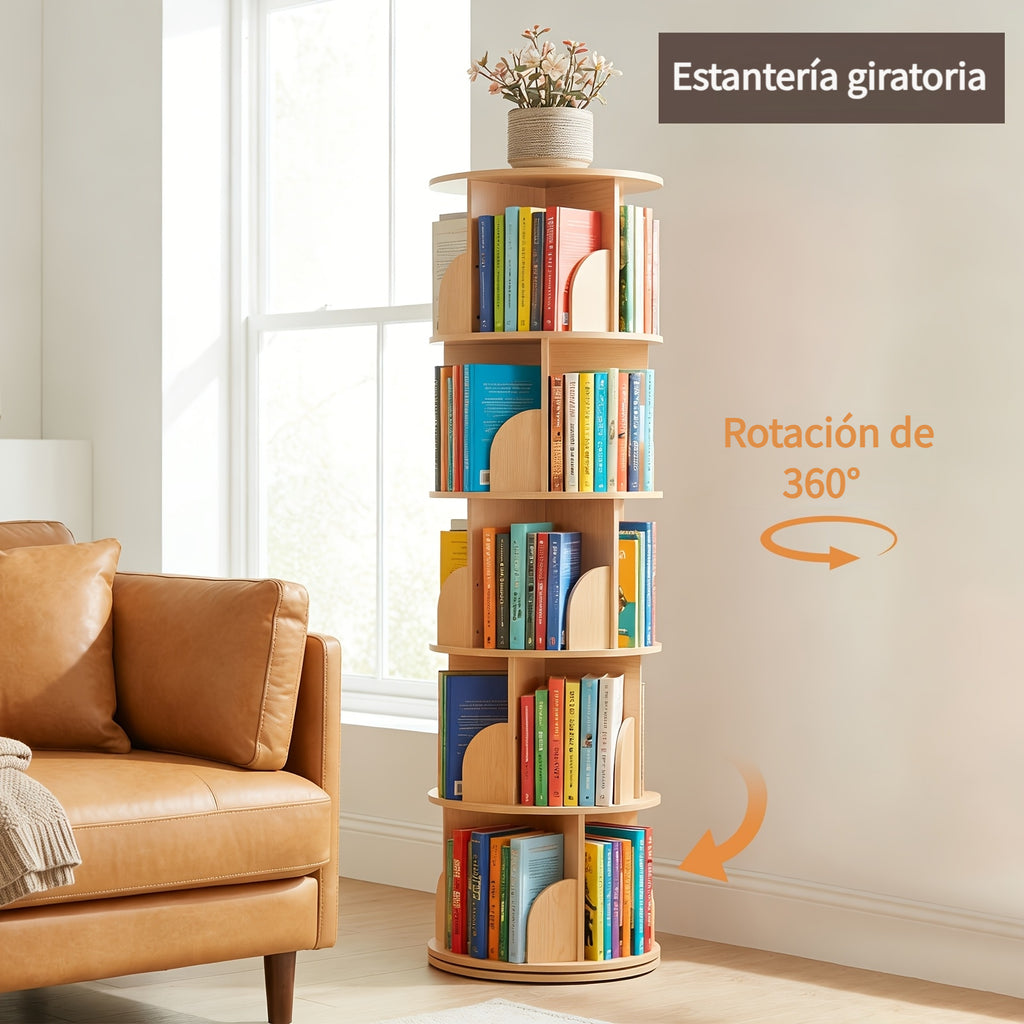 Librerías y estanterías | Torre de estantería giratoria 360°, diámetro grande de 46 cm × altura de 160 cm, librero giratorio de 3/4/5 niveles