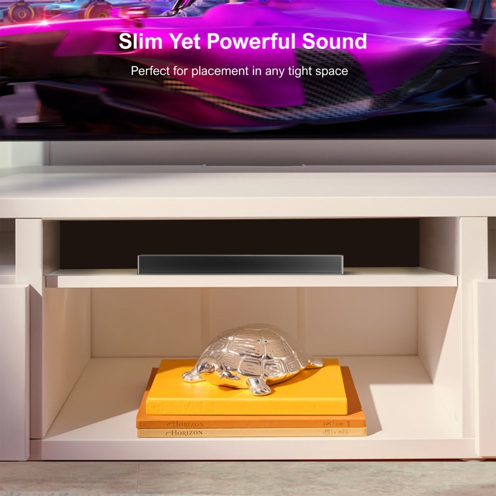 ULTIMEA Barra de sonido 2.1 canales para TV, Barra de sonido compacta para cine en casa con Bluetooth 5.3, Barra de sonido con subwoofer con cable, 160W de potencia máxima, Realce de graves, Incluye control remoto, Barra de sonido ultrafina Nova S40 (Reno