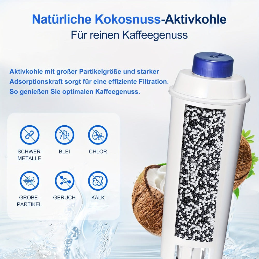 Juego de 6 piezas de filtro de agua de repuesto para DeLonghi DLSC002 - Compatible con DeLonghi Magnifica Evo & S, Dinamica (Plus), Primadonna, Eletta Explorer - Reemplaza el filtro de agua De Longhi para cafeteras y máquinas de espresso