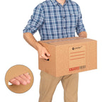 Caja Cartón para Mudanzas y Almacenaje Ultra Resistentes con Asas, Fabricadas en Cartón Duro, Ideal para Mudanzas o Almacenaje de Libros y Ropa, Transporte Cómodo y Seguro gracias a las Asas Laterales - packer PRO