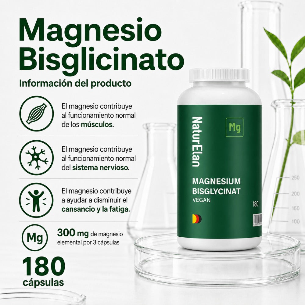 Cápsulas de Bisglicinato de Magnesio - 180 Cápsulas, 770Mg de Glicinato de Magnesio por Cápsula, de los cuales 100Mg de Magnesio Elemental, Vegano, Producido en Alemania