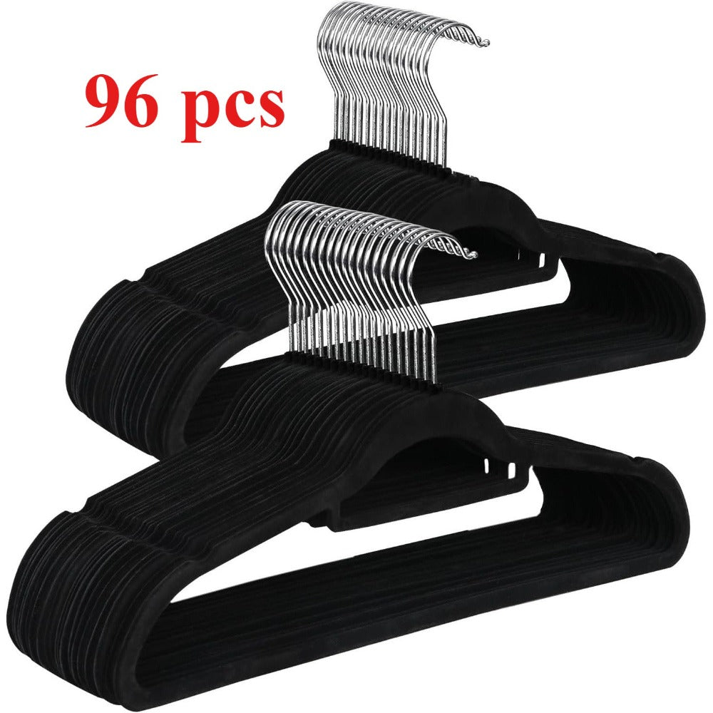 Perchas de terciopelo paquete de 48 perchas antideslizantes, 44 x 23cm , perchas con muescas anchas de hombro, barra para pantalones, gancho giratorio de 360°, ahorro de espacio