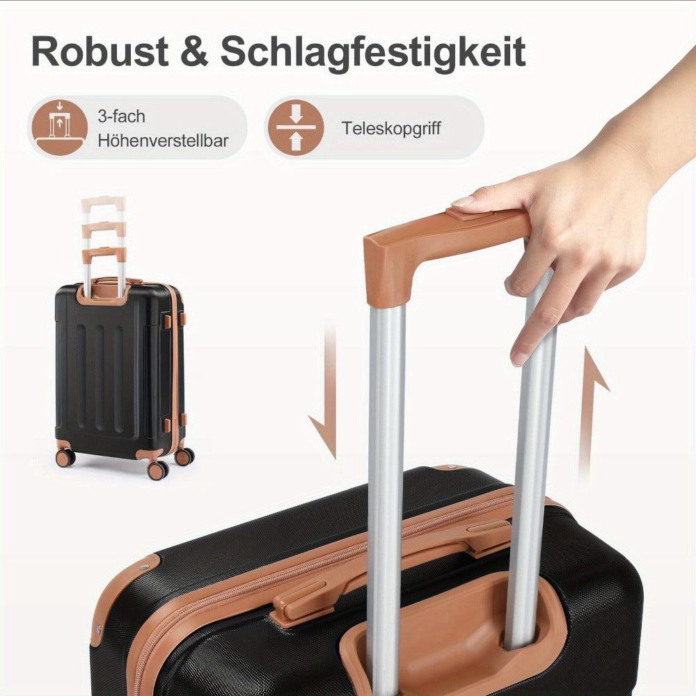Juego de equipaje de cuatro piezas, que incluye maletas ligeras equipadas con ruedas, estuches duraderos de ABS con cerradura y ruedas giratorias. Esta colección de equipaje de mano incluye tamaños de 12, 20, 24 y 28 pulgadas.
