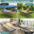 Cama de campaña para adultos con cojín extra grueso de 4 cm, cómoda y plegable, cama portátil para dormir, soporta 150 kg