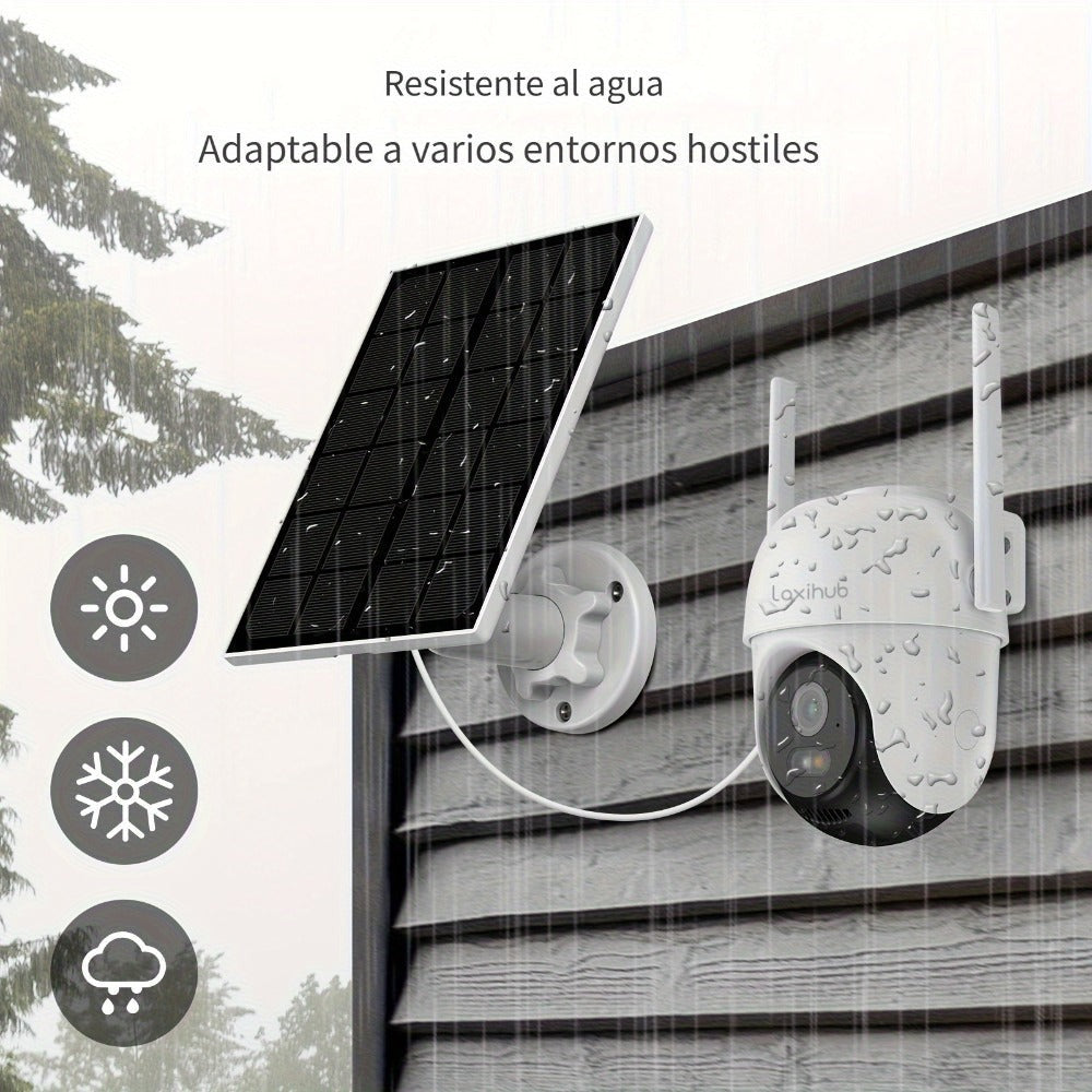 Cámara de seguridad PTZ Wifi para exteriores Laxihub, seguimiento automático, cámara de vigilancia CCTV con audio, visión nocturna a color, detección humana con IA, audio bidireccional, cámara de seguridad inalámbrica de 2.4Ghz, cámaras de seguridad para