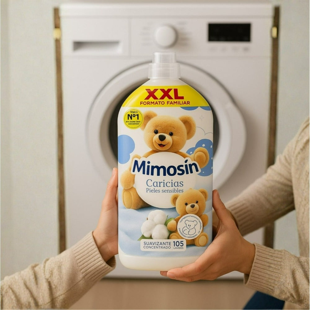 Mimosin Caricias Pieles Sensibles Suavizante Concentrado para Ropa 1785 ml (105 Lavados) – Cuidado Suave y Fragancia Duradera
