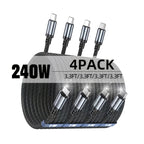 Cables USB-C de carga rápida 240W para móvil tableta y portátil | 240W