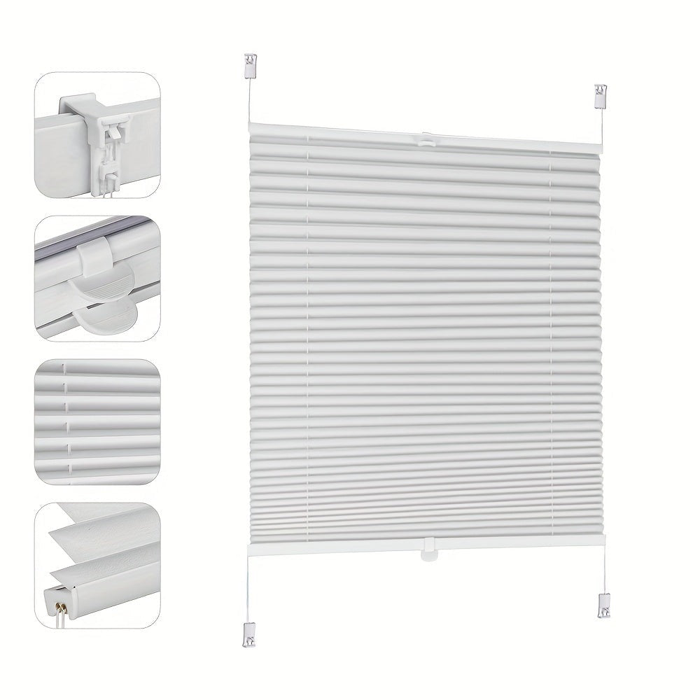 Persiana plisada Sekey sin perforaciones, blackout, persiana plisada Klemmfix para ventana de 45 cm de ancho, persiana enrollable opaca de protección solar tensionada, 45X150Cm