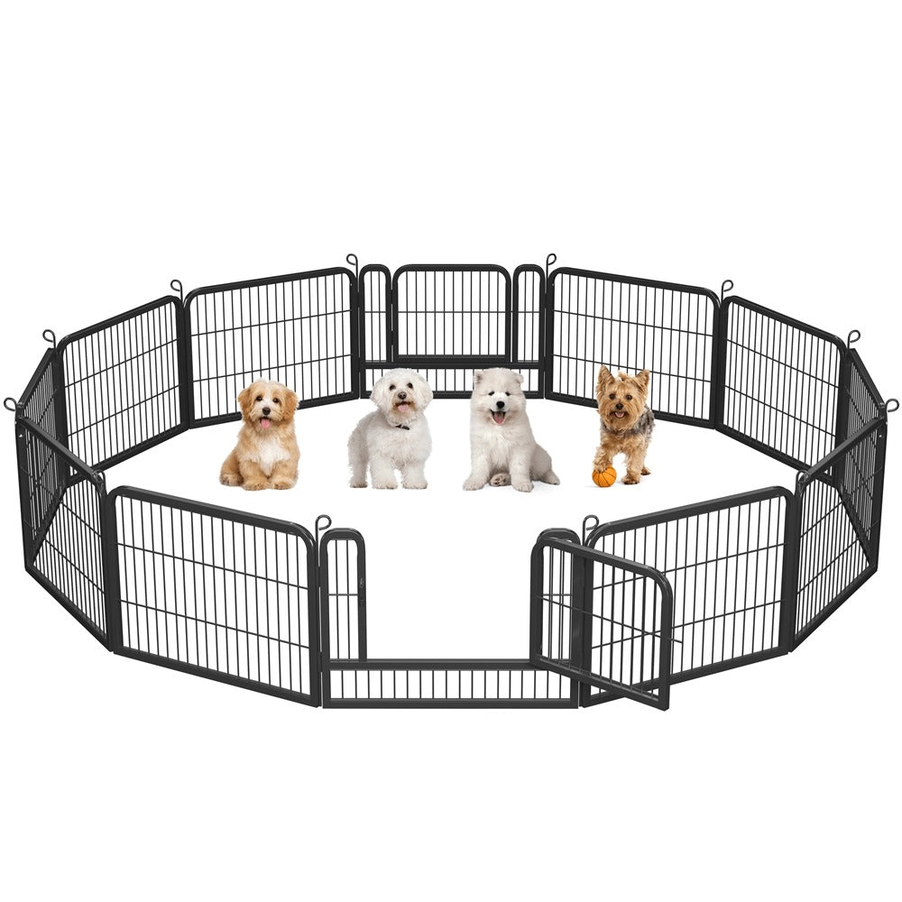 Costoffs Jaula para Perros de 80 x 60 cm con Puerta y Anillos para Piso, Ideal para Uso Interior y Exterior