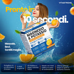 Vitastrong Magnesio y Potasio Fórmula 10 en 1, Sobres de Suplemento Multivitamínico de Potasio y Magnesio, 24 Barras con Vitamina C y Complejo B, Sin Sacarosa, Sin Gluten, Sabor a Naranja