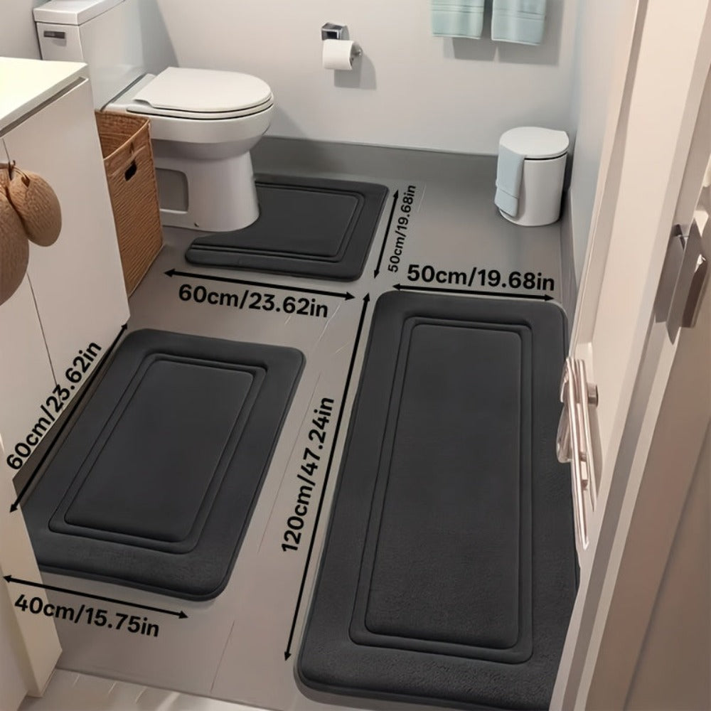 Juego de 3 alfombras antideslizantes para baño, tapete de baño grueso súper absorbente, almohadilla suave de secado rápido, con tapete de inodoro en forma de U, tapete para piso de baño, tapete de ducha, bañera, habitación de ducha, suministros de baño, d