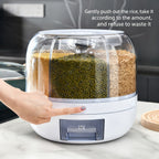 1pc Caja de almacenamiento de granos giratoria, Contenedor giratorio de gran capacidad para almacenar arroz y granos, Contenedor para almacenar granos enteros, Dispensación de un toque para granos pequeños