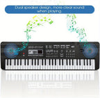 Teclado de Piano Digital de 61 Teclas con Micrófono, Teclado de Piano Musical Portátil, Teclado Electrónico Multifuncional, Instrumento Musical de Teclado para Piano, Regalos de Cumpleaños para Principiantes (Con Pantalla LCD)
