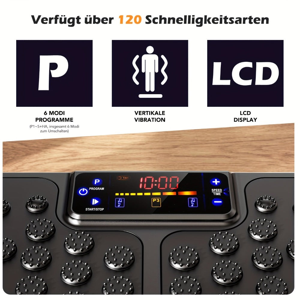 Plataforma de vibración inteligente con ajuste de 99 posiciones, masaje electromagnético y almohadilla Shiatsu para pies | Música USB, banda de resistencia | Plataforma de adelgazamiento silenciosa para pérdida de peso, escultura muscular, entrenamientos