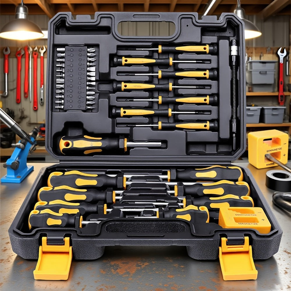Juego de 43 destornilladores magnéticos de acero de cromo vanadio, con estuche, puntas de punta plana, hexagonales y Torx, juego de varillas de destornillador de precisión, profesional, duradero, sin batería, sin cargar, para kit de herramientas de repara