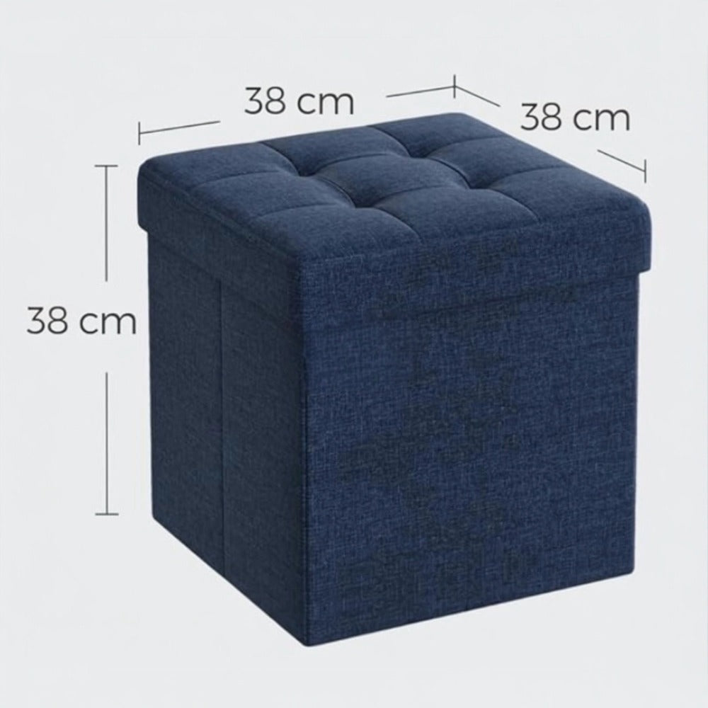 Puff o Banco de almacenaje Plegable | Taburete Reposapiés Otomana | Baúl de Almacenamiento | Taburete Reposapiés.para Cama, Dormitorio, salón, Comedor o Recibidor | 38x38x38cm | Soporta 300kg.