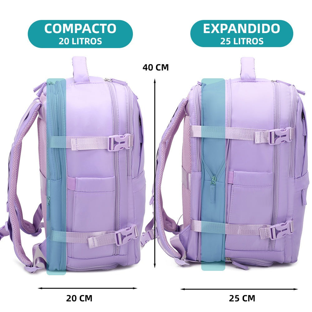 Mochila de cabina expandible 40x25x20-25cm | compartimiento para zapatillas | Mochila casual compatible con portátil 14 pulgadas