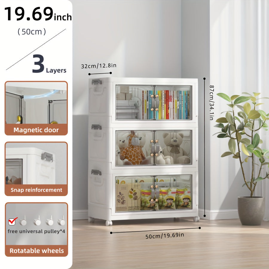 Cajas de Almacenamiento Apilables de 48QT con Tapa, Organizadores de Armario y Almacenamiento con Ruedas Bloqueables, Contenedores de Plástico Plegables para Gabinete, Oficina, Organización de Dormitorio, Paquete de 2/3/4/5 Cubos