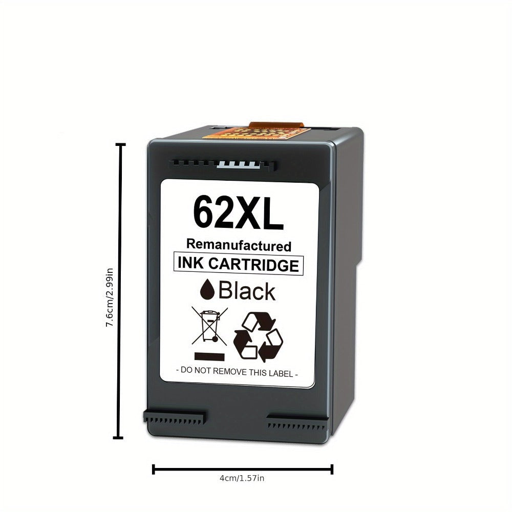 Paquete de 2 cartuchos de tinta compatibles 62XL 62 XL para impresoras HP 62, compatibles con Envy 5540 5544 5545 5548 5640 5646 7640 Officejet 200 5740 5742 5744 (Color Negro)