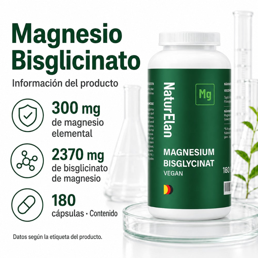 Cápsulas de Bisglicinato de Magnesio - 180 Cápsulas, 770Mg de Glicinato de Magnesio por Cápsula, de los cuales 100Mg de Magnesio Elemental, Vegano, Producido en Alemania