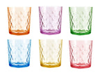 Juego de 6 Vasos de Vidrio, 360ml, Estilo Retro, Surtido de Colores Arcoíris, Ideales para Regalo de Navidad, Cócteles, Agua o Jugo, Vajilla Elegante para el Hogar