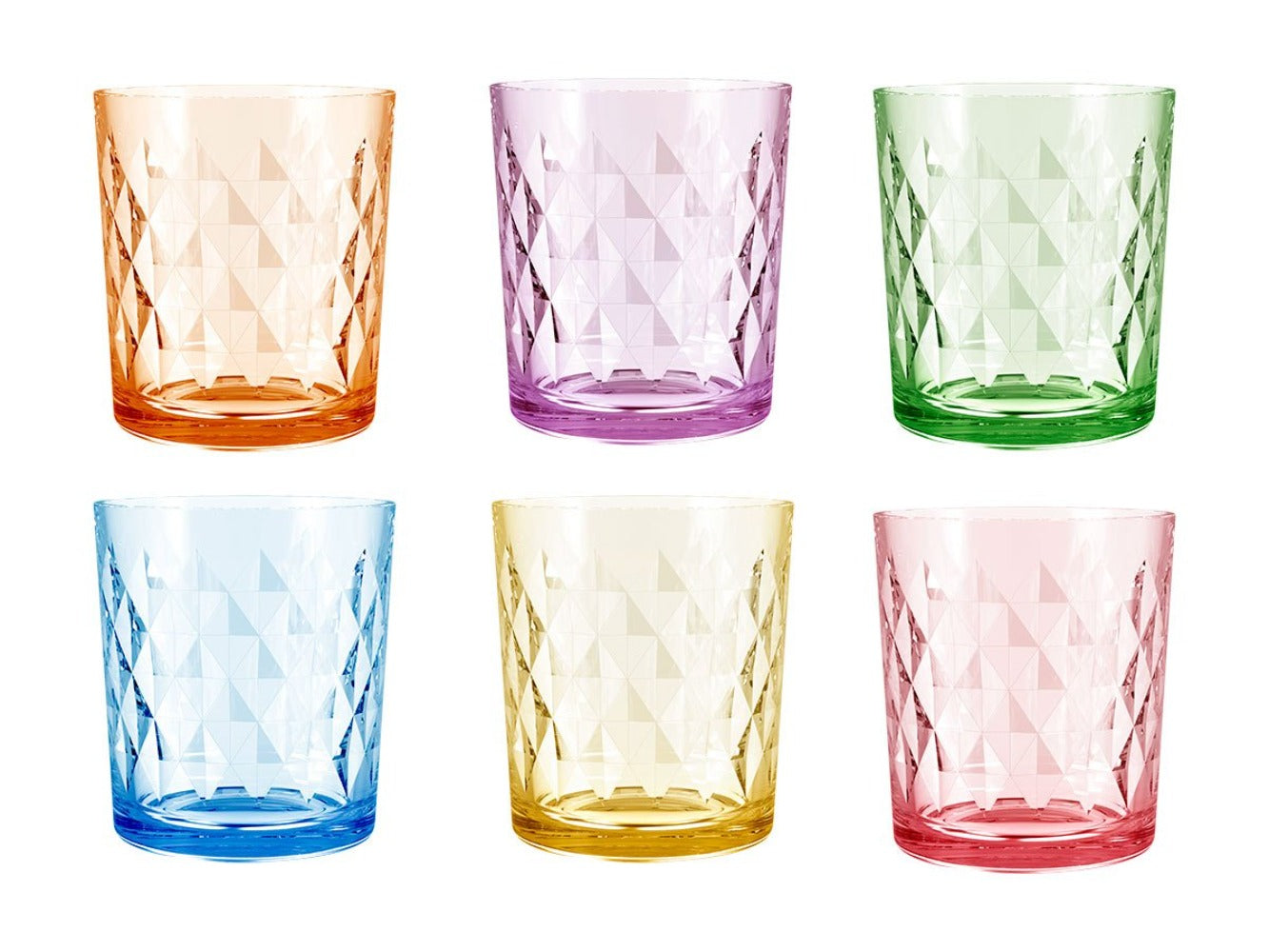 Juego de 6 Vasos de Vidrio, 360ml, Estilo Retro, Surtido de Colores Arcoíris, Ideales para Regalo de Navidad, Cócteles, Agua o Jugo, Vajilla Elegante para el Hogar